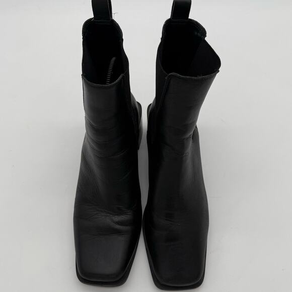 Aldo Leather Black Foal Chelsea Boot Block Square Heel Modern Minimalist 9 - Picture 2 of 7